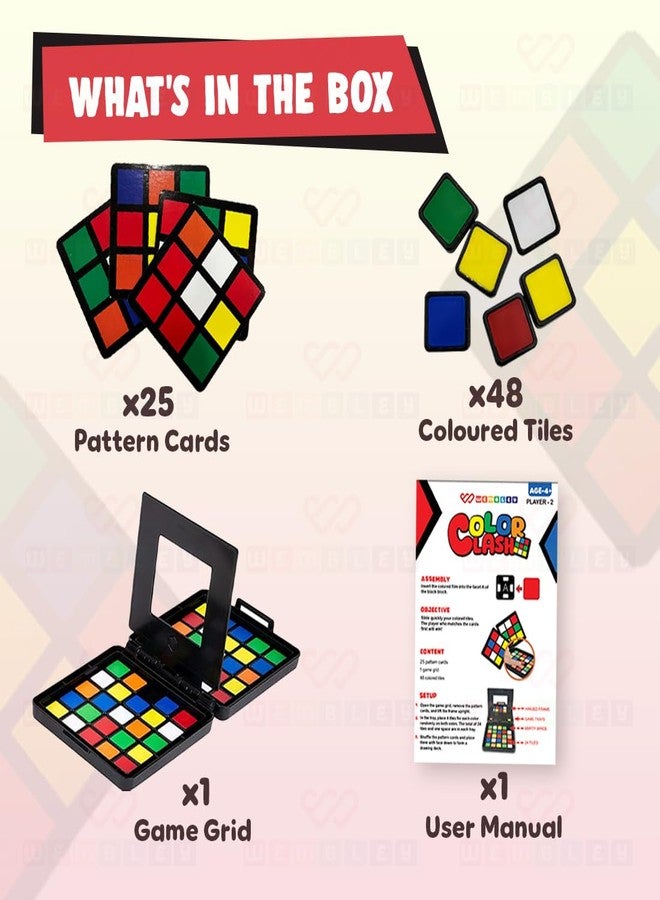 Wembley Color Tiles Cube Puzzle Race Board Game for Kids & Adults Two Player Speed Solving Face Off Brain Teaser Hand Eye Coordination Interactive Compact Engaging Thinking Game - Image 2